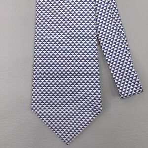 Polo By Ralph Lauren Tie Mens One Size Blue Silk Geometric Woven Handmade USA
